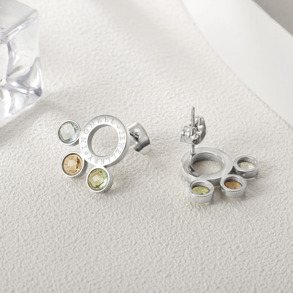 Circle letter gemstone earrings-SCE280ST