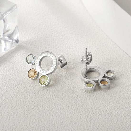 Circle letter gemstone earrings-SCE280ST