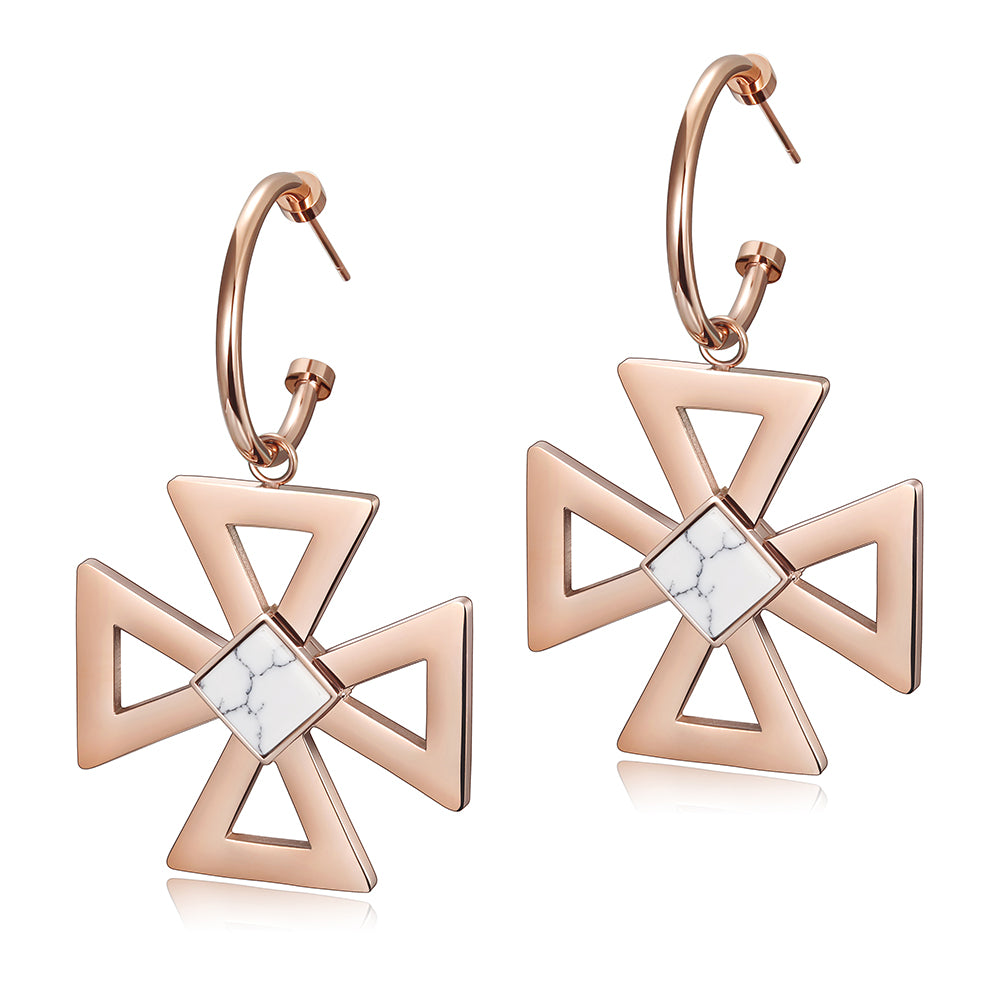 Triangle flower hollow earrings-SCE291ST