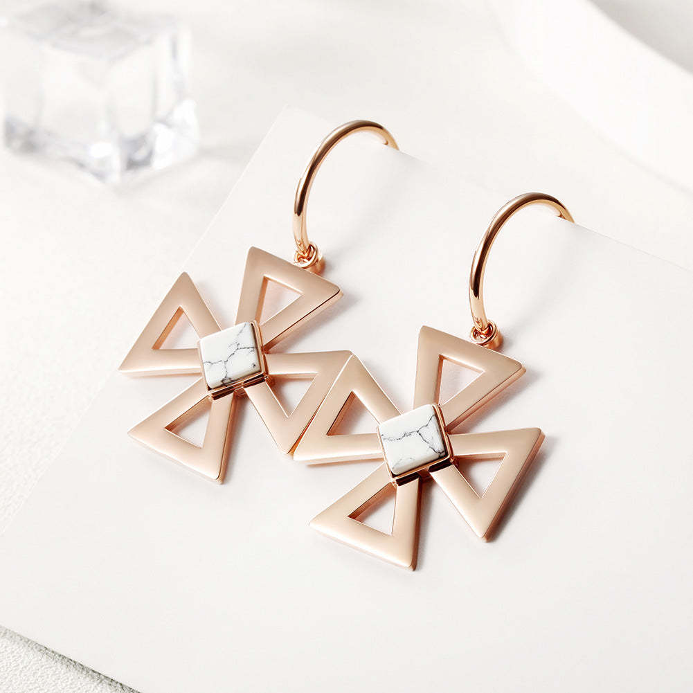 Triangle flower hollow earrings-SCE291ST