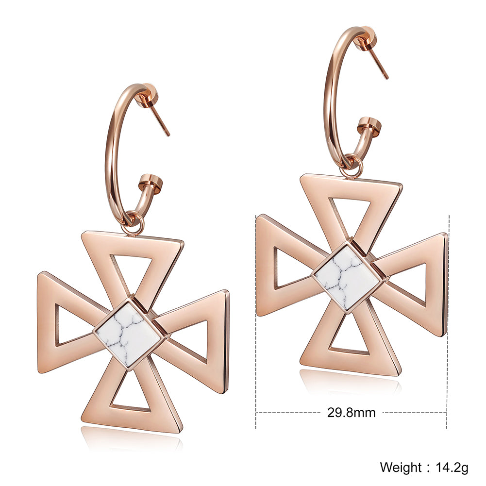 Triangle flower hollow earrings-SCE291ST