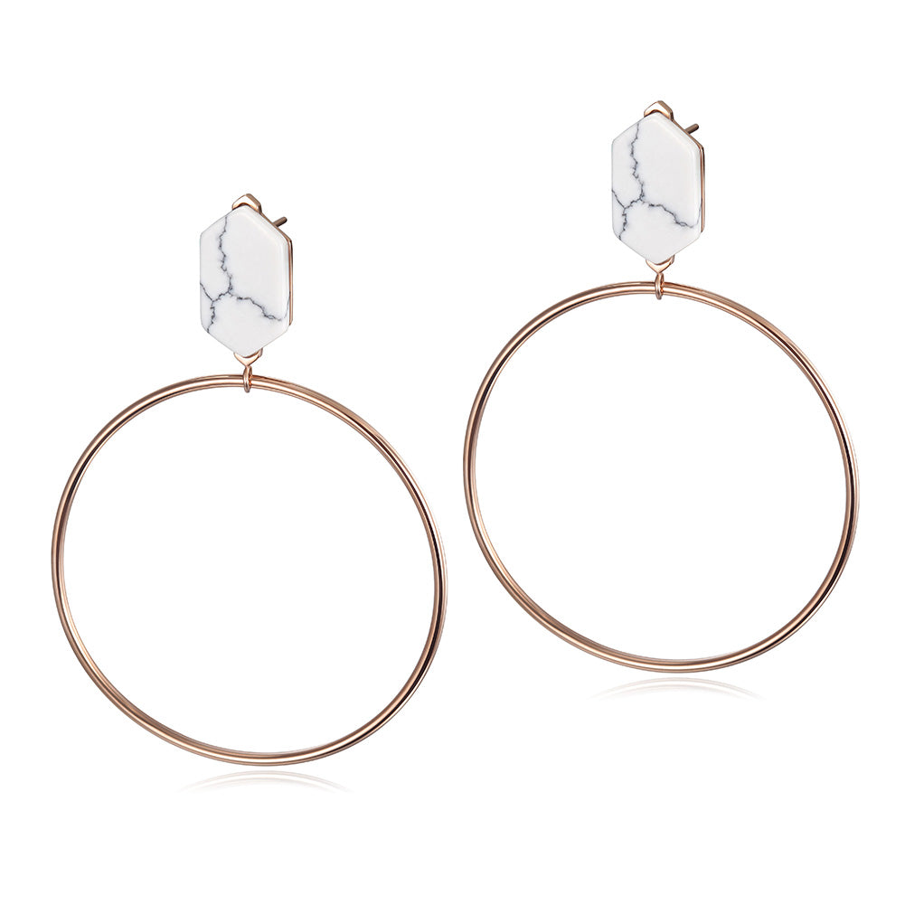 Large circular stone earrings-SCE292ST