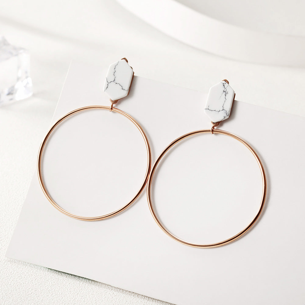 Large circular stone earrings-SCE292ST