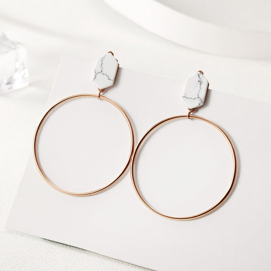 Large circular stone earrings-SCE292ST