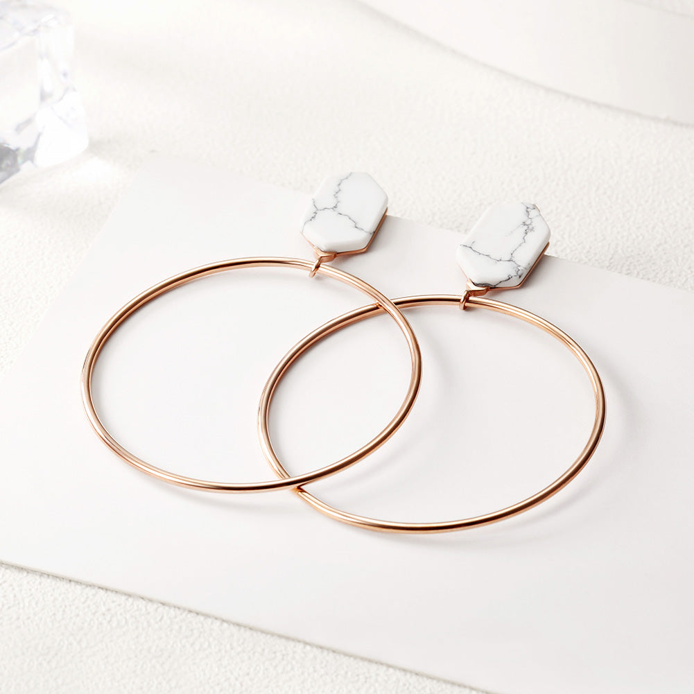 Large circular stone earrings-SCE292ST