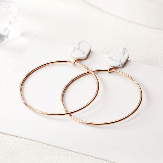 Large circular stone earrings-SCE292ST