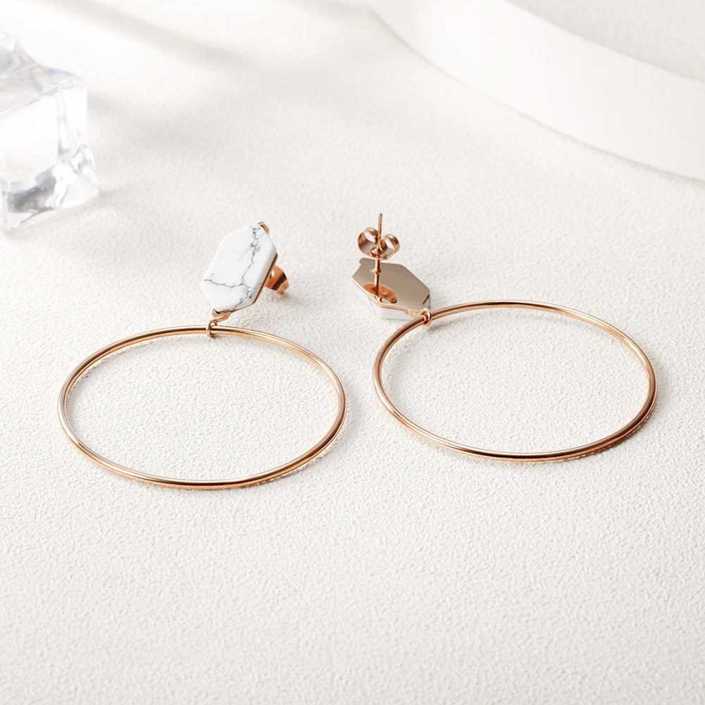 Large circular stone earrings-SCE292ST