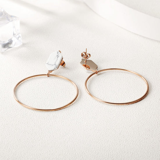 Large circular stone earrings-SCE292ST