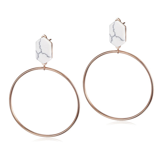 Large circular stone earrings-SCE292ST
