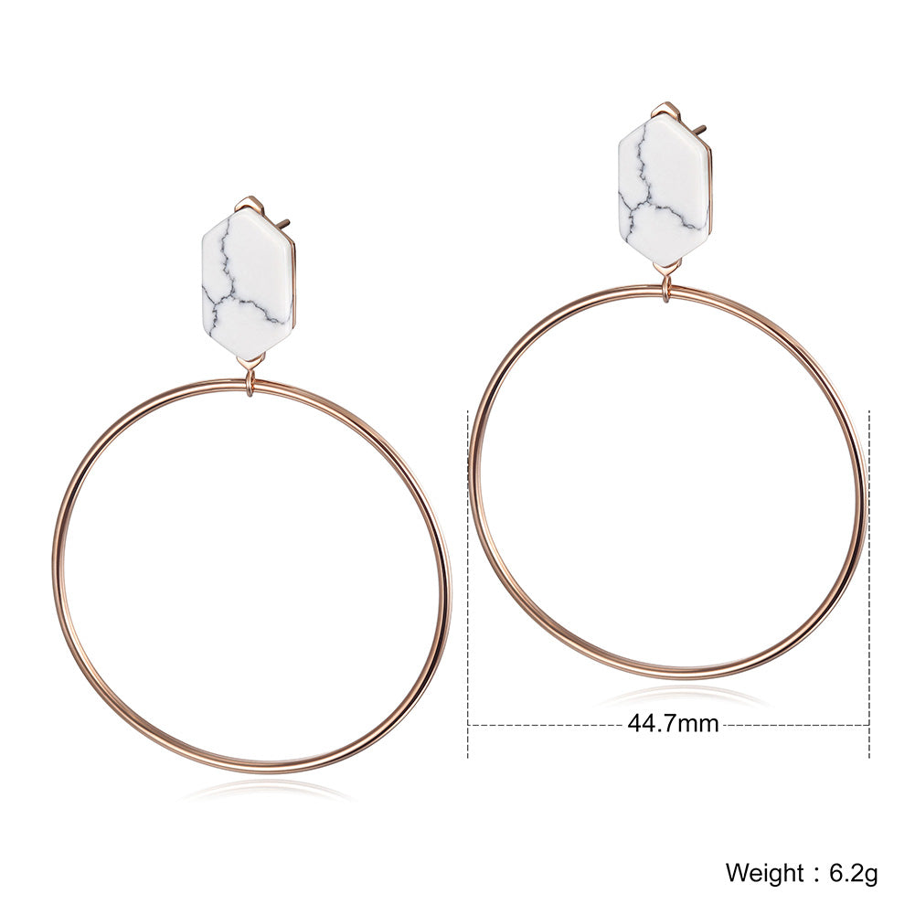Large circular stone earrings-SCE292ST