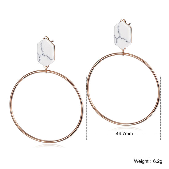 Large circular stone earrings-SCE292ST