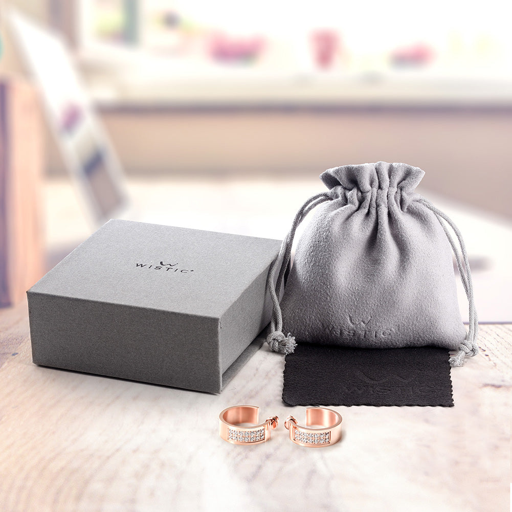 Square C-shaped zircon earrings-SCE293STRG