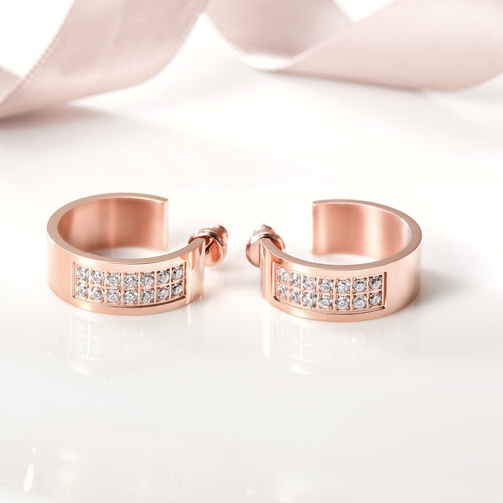 Square C-shaped zircon earrings-SCE293STRG