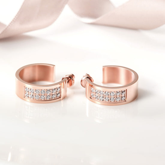 Square C-shaped zircon earrings-SCE293STRG