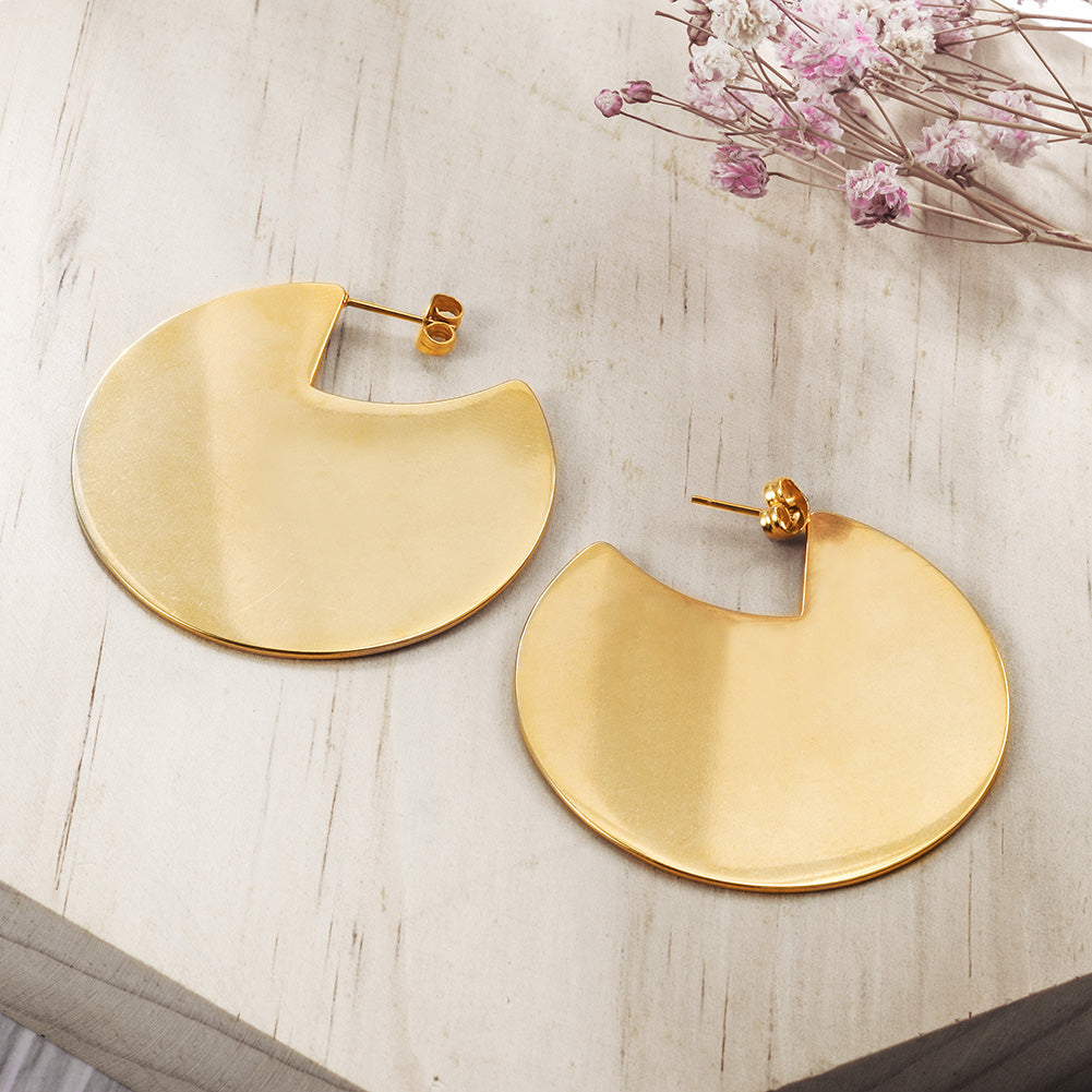 Irregular circular earrings-SCE295STGC