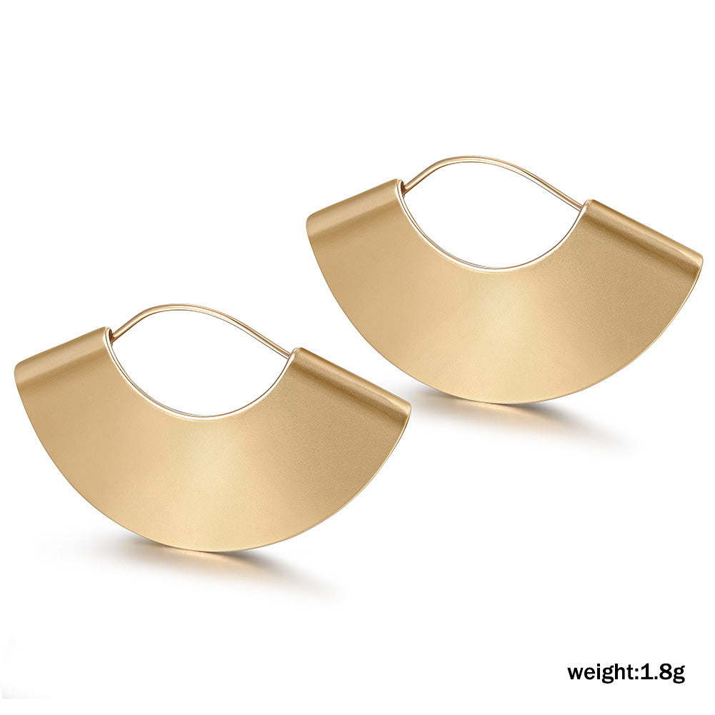 Stainless steel fan-shaped earrings-SCE297STGC