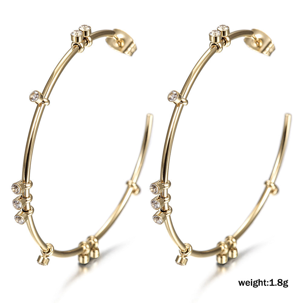 Exaggerated large C zircon earrings-SCE303ST