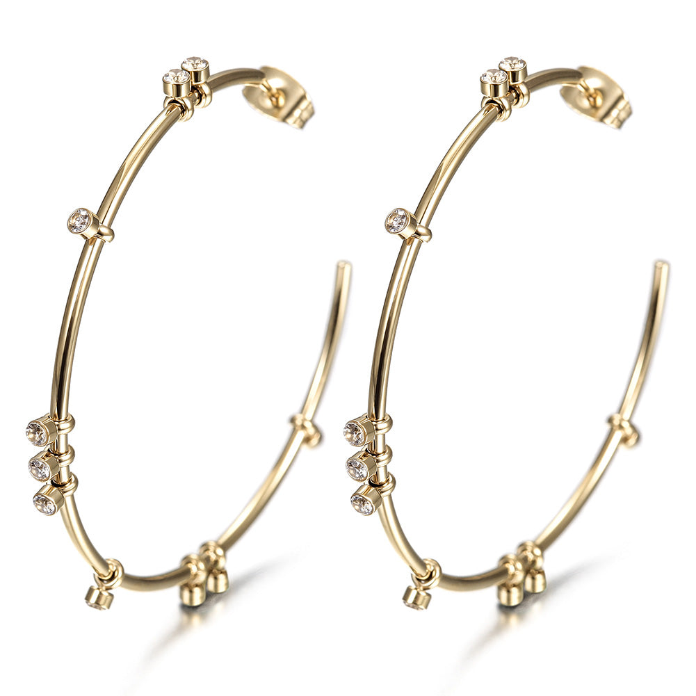 Exaggerated large C zircon earrings-SCE303ST