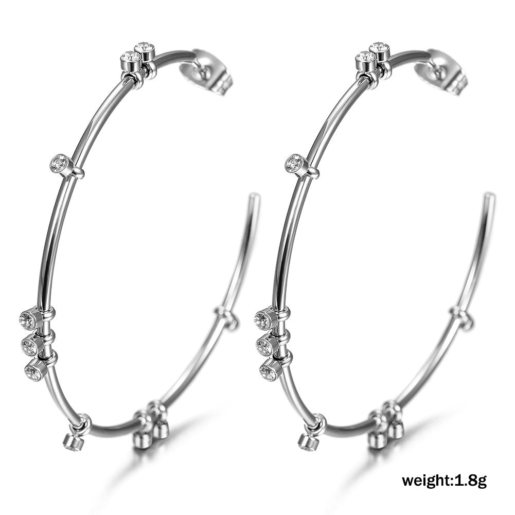Exaggerated large C zircon earrings-SCE303ST