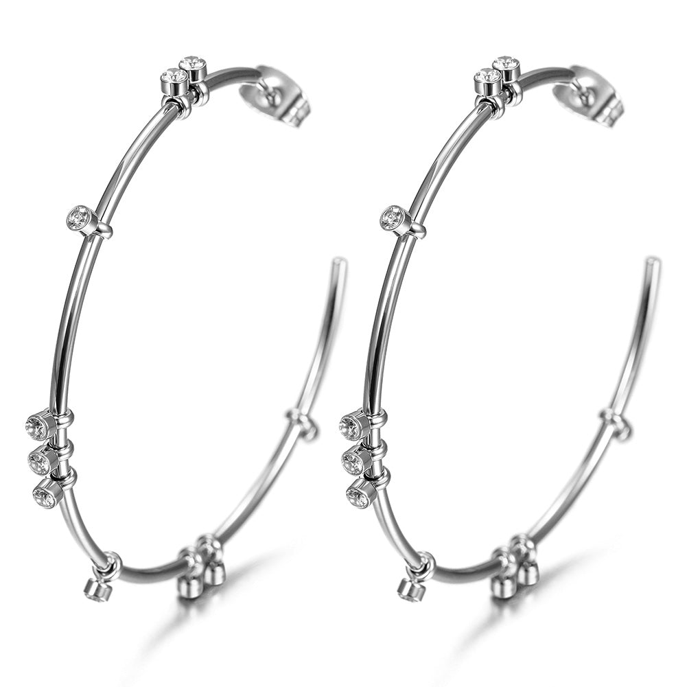 Exaggerated large C zircon earrings-SCE303ST