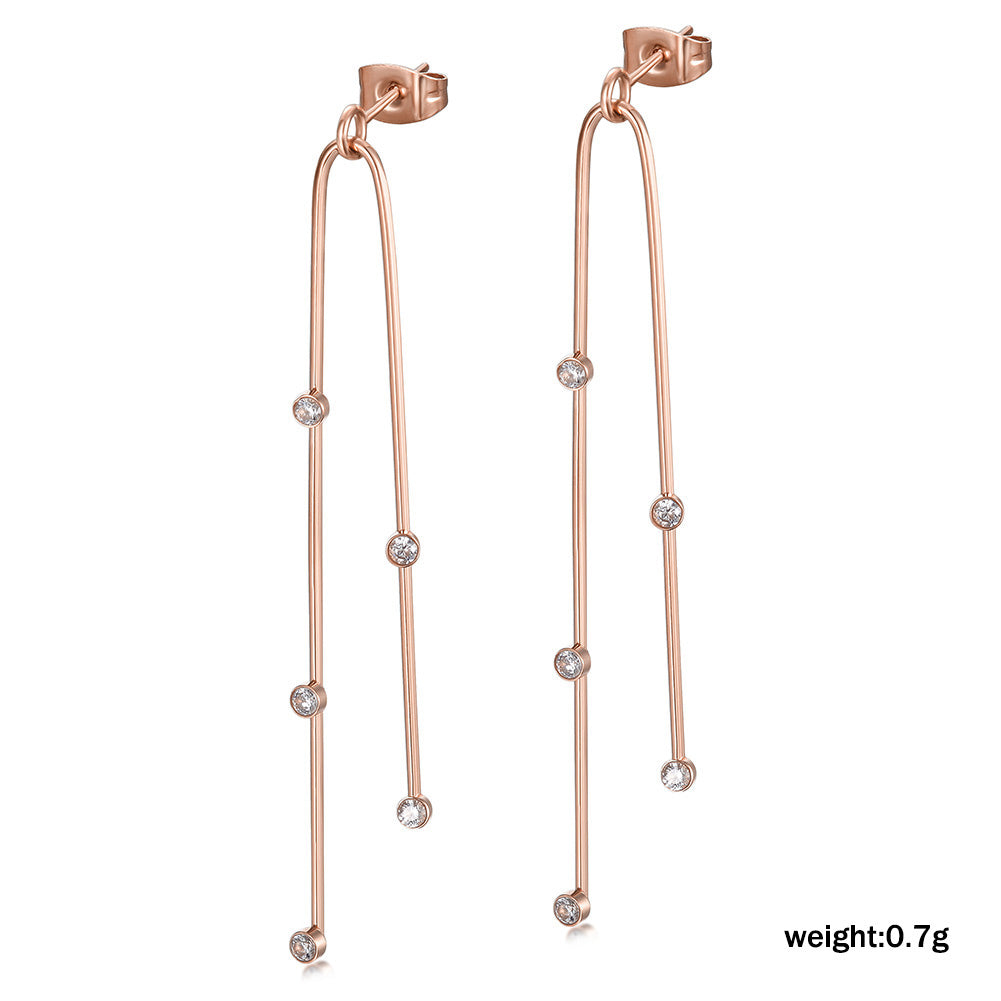 Stainless steel curved long earrings-SCE304ST