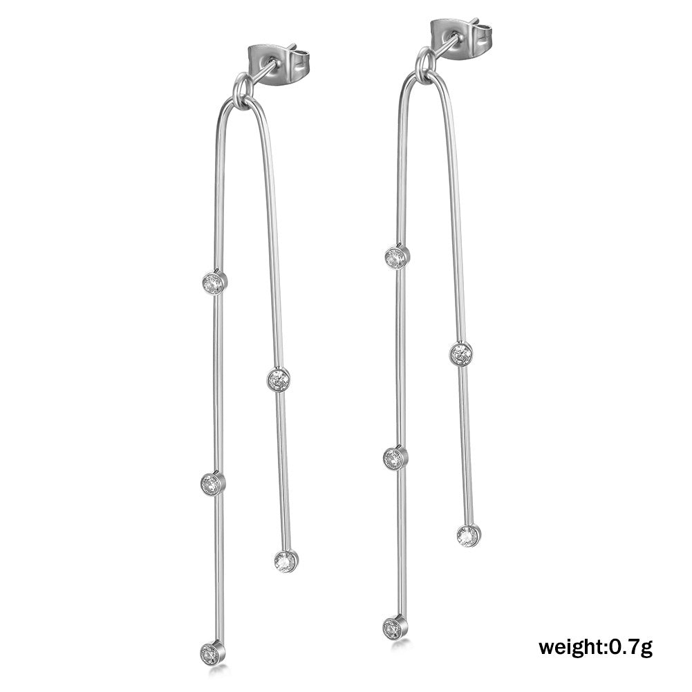 Stainless steel curved long earrings-SCE304ST