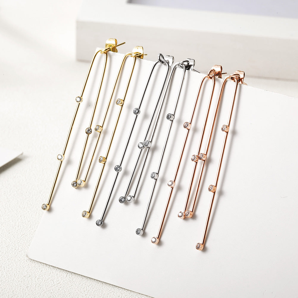 Stainless steel curved long earrings-SCE304ST