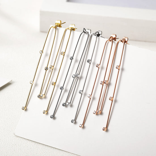 Stainless steel curved long earrings-SCE304ST