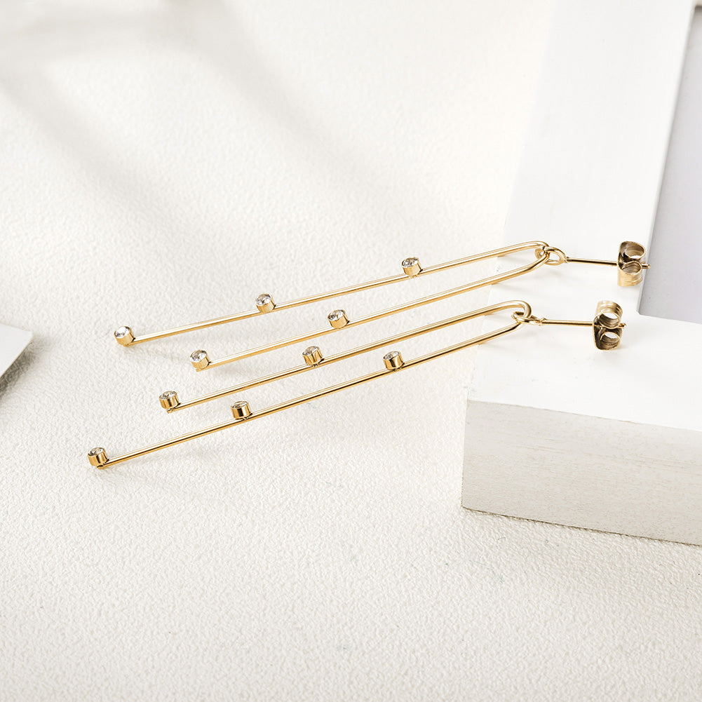 Stainless steel curved long earrings-SCE304ST