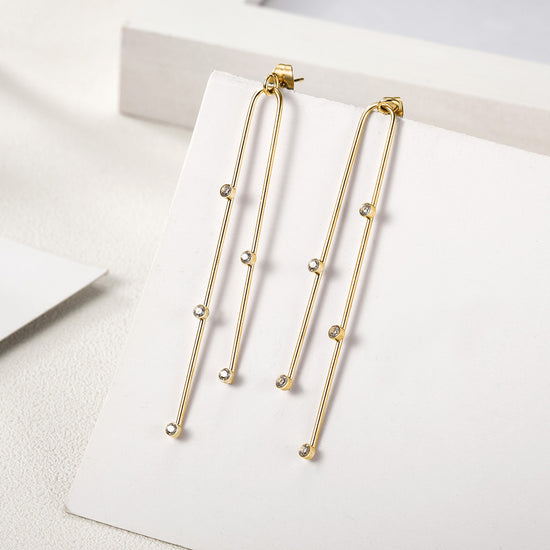 Stainless steel curved long earrings-SCE304ST