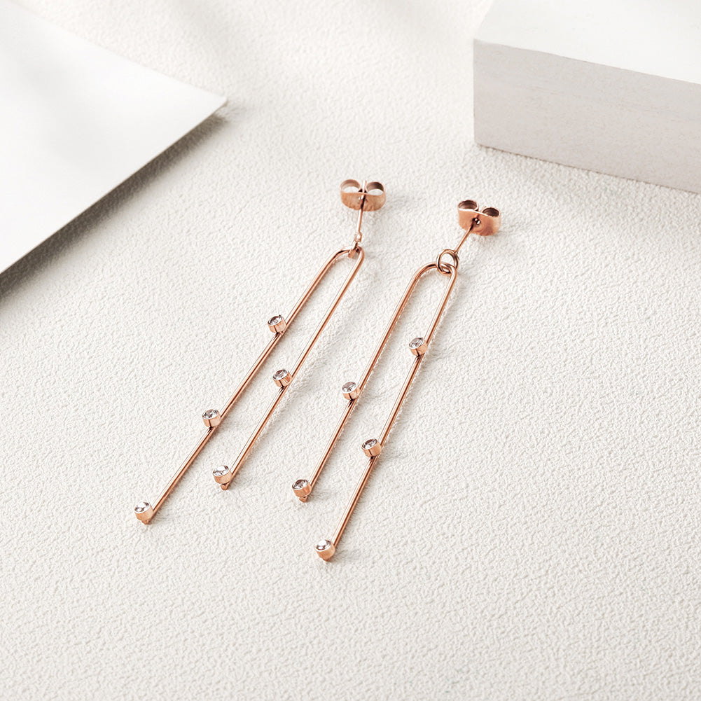 Stainless steel curved long earrings-SCE304ST