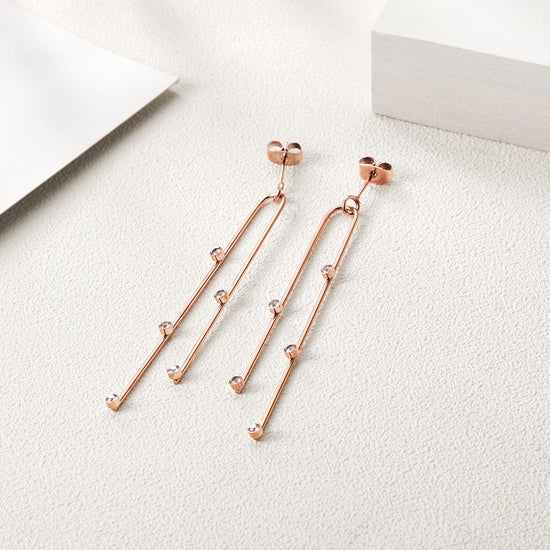 Stainless steel curved long earrings-SCE304ST