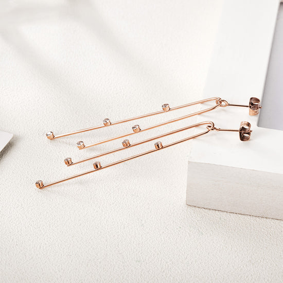 Stainless steel curved long earrings-SCE304ST