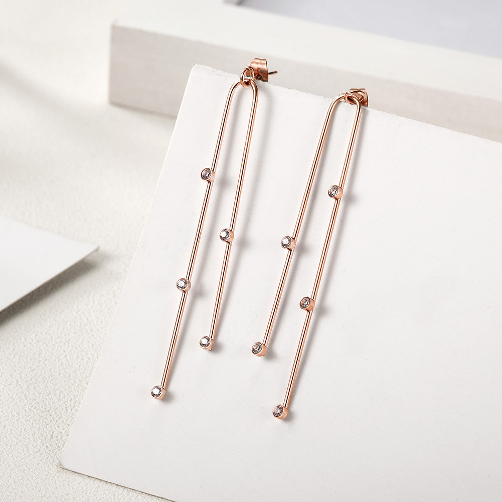 Stainless steel curved long earrings-SCE304ST