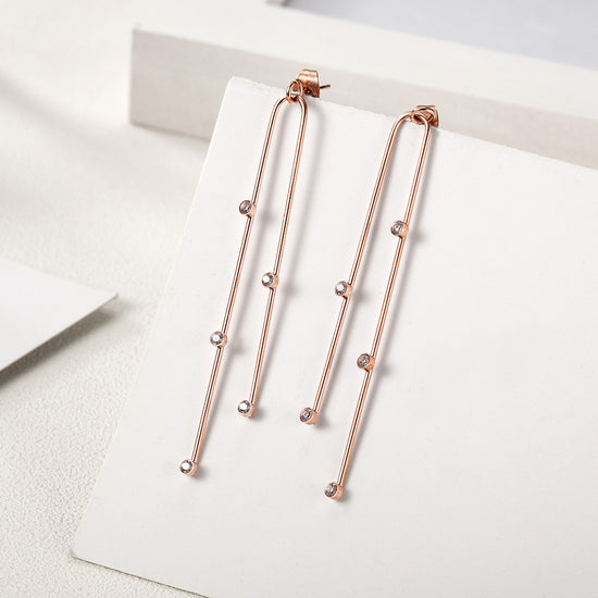 Stainless steel curved long earrings-SCE304ST