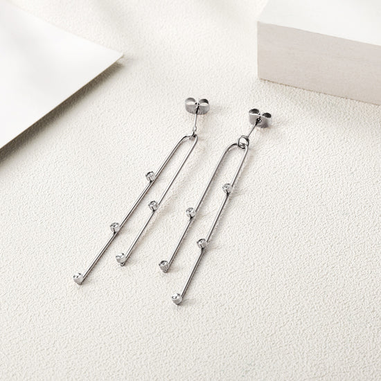 Stainless steel curved long earrings-SCE304ST