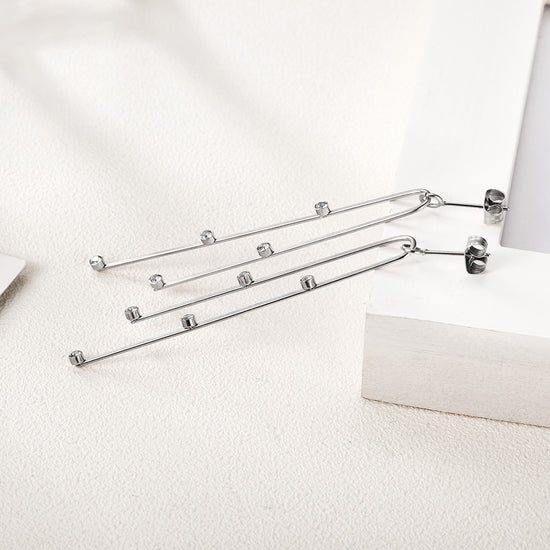 Stainless steel curved long earrings-SCE304ST