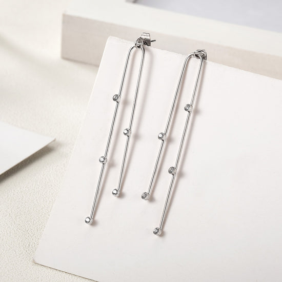 Stainless steel curved long earrings-SCE304ST