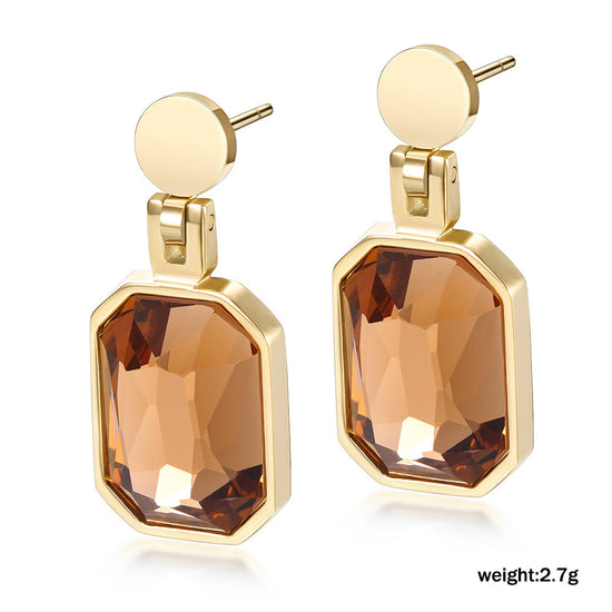Square gemstone earrings-SCE305ST