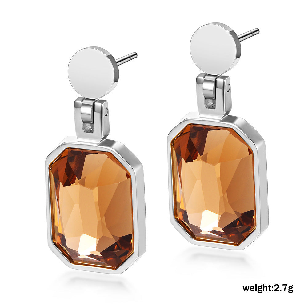 Square gemstone earrings-SCE305ST