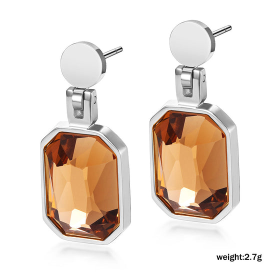 Square gemstone earrings-SCE305ST