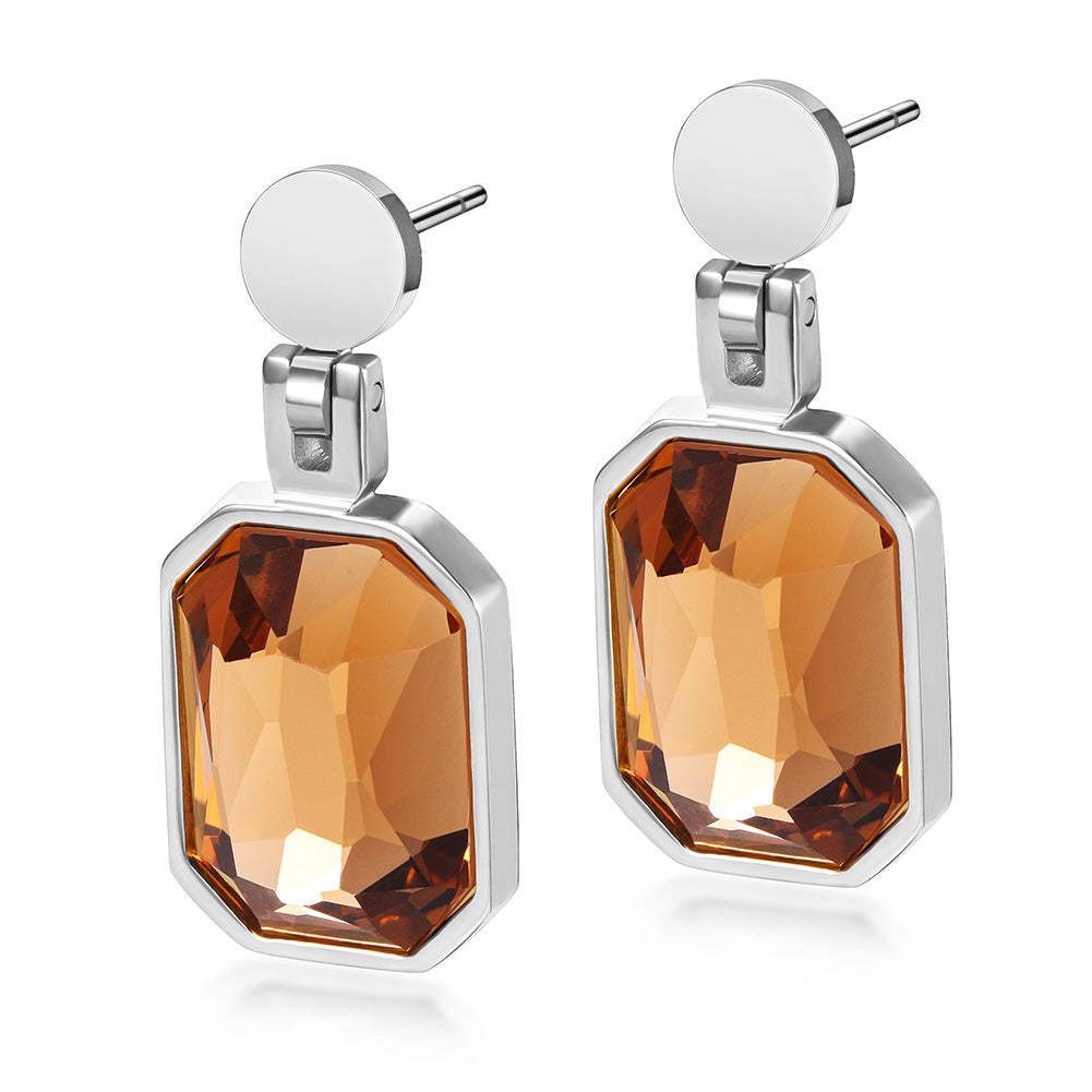 Square gemstone earrings-SCE305ST