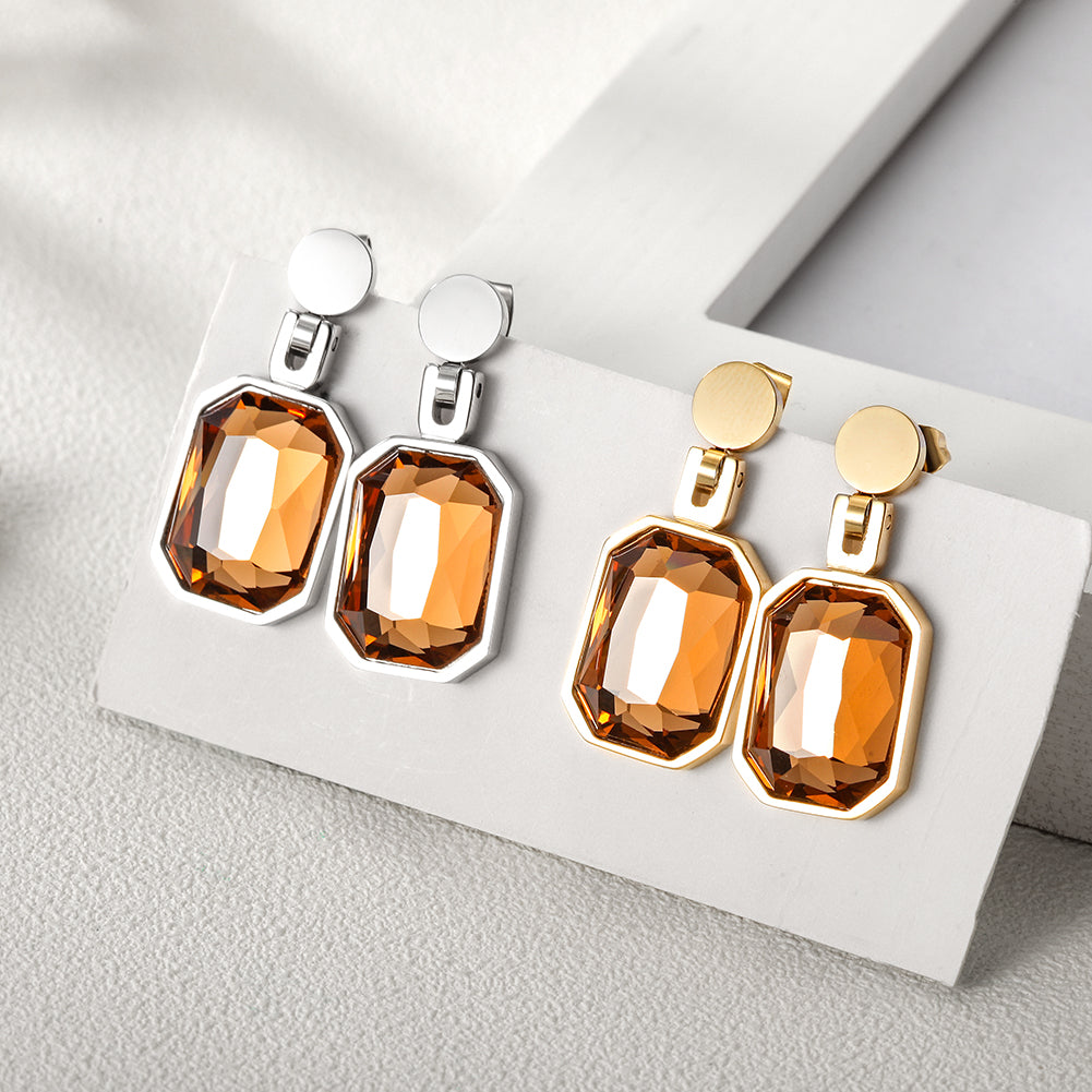 Square gemstone earrings-SCE305ST