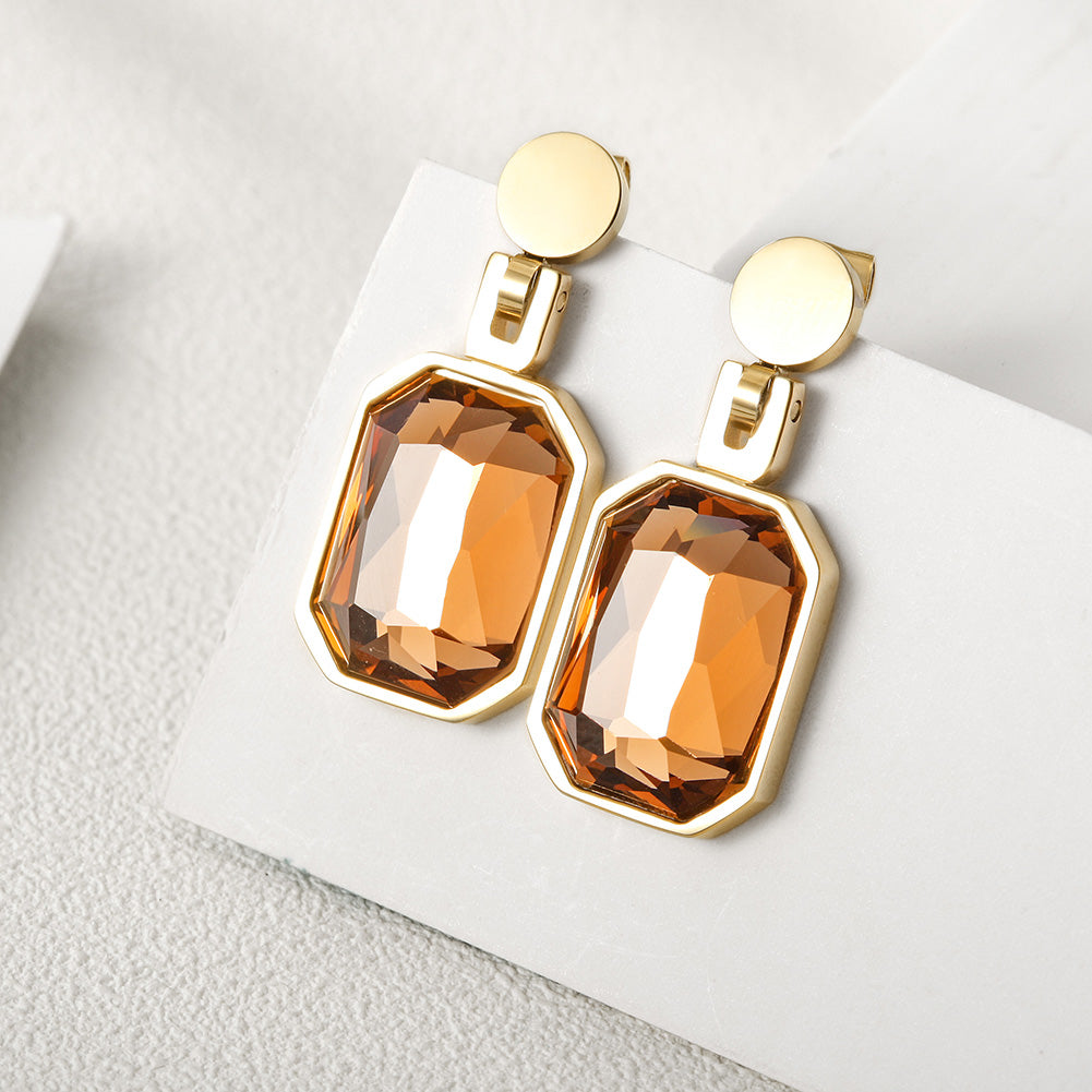 Square gemstone earrings-SCE305ST