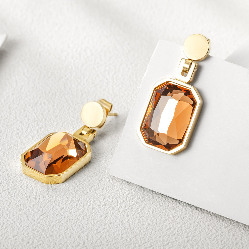 Square gemstone earrings-SCE305ST