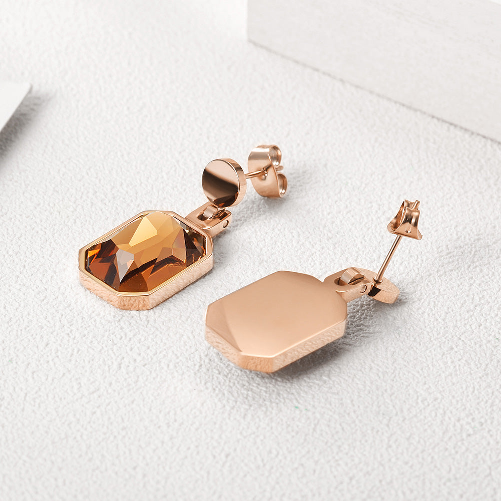 Square gemstone earrings-SCE305ST