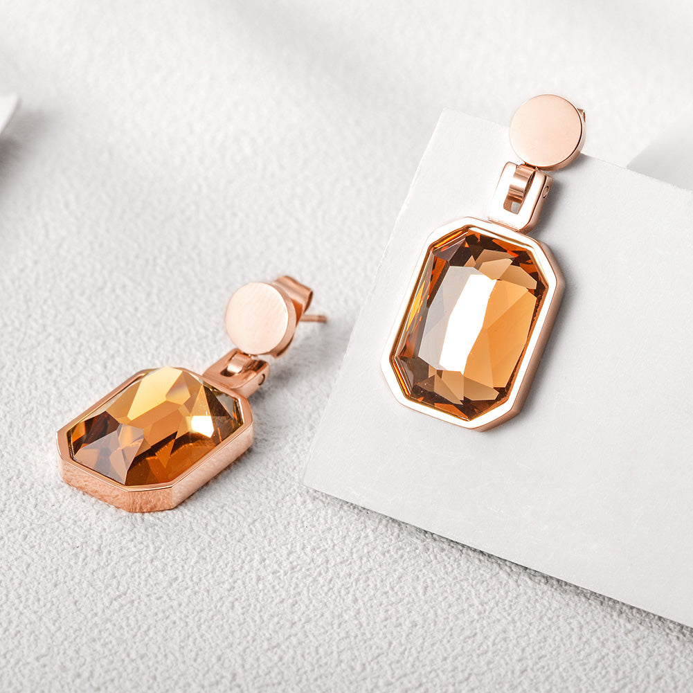 Square gemstone earrings-SCE305ST