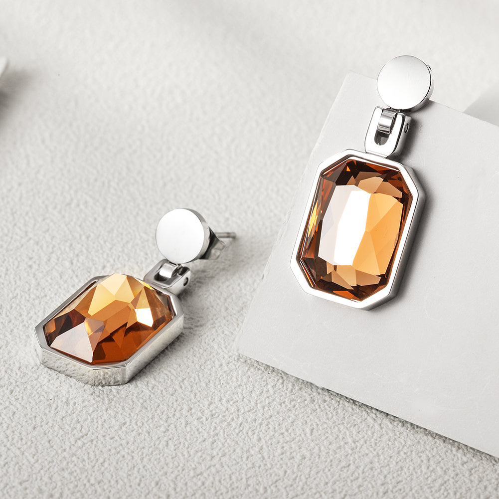 Square gemstone earrings-SCE305ST