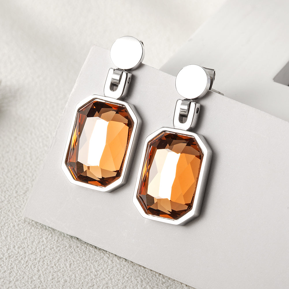 Square gemstone earrings-SCE305ST