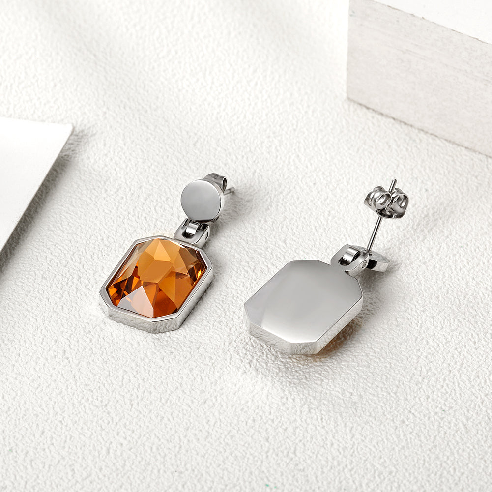 Square gemstone earrings-SCE305ST